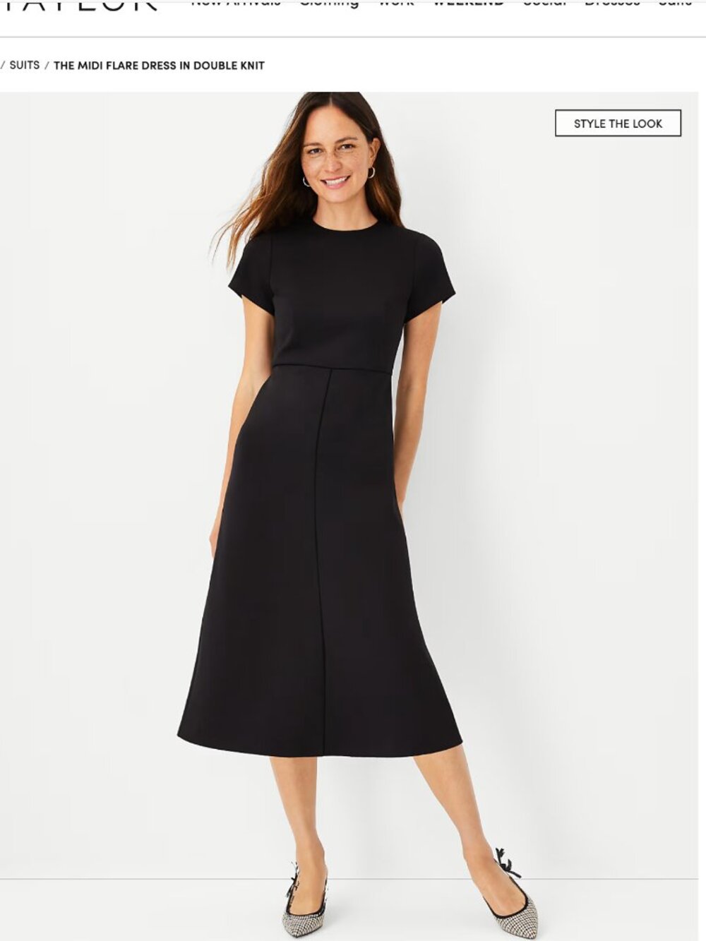 Ann Taylor The Midi Flare Dress in Double Knit (new with tag) black 6 - Picture 3 of 5